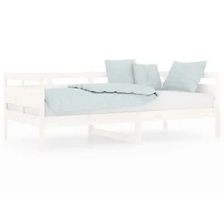 Vidaxl Dnevna postelja bela trdna borovina 90x190 cm