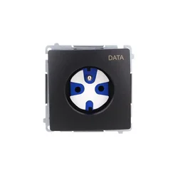 Simon Basic DATA vtičnica z ozemljitvijo in avtorizacijskim ključem (modul) 16A, 250V, vijačni priključki črne barve BMGD1.01/49