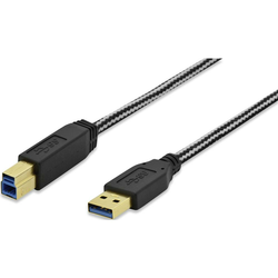 ednet USB 3.0 priključni kabel [1x USB 3.0 utikač A - 1x USB 3.0 utikač B] ednet 1.80 m crna pozlaćeni utični kontakti, UL certificira