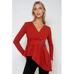 Trend Alacati Stili Ženska bluza dugih rukava Alc-X12967, Crvena