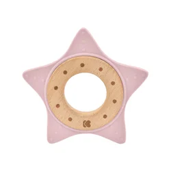 KikkaBoo drvena igračka sa silikonskom glodalicom star pink ( KKB21058 )