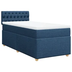 Vidaxl Box spring postelja z vzmetnico modra 90x200 cm blago