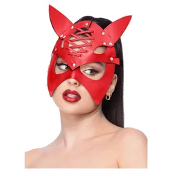 Fever Mock Leather Devil Mask Red