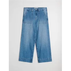 Sinsay - Pamučne wide leg loose farmerke sa ispranim efektom - plavi džins