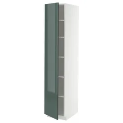 METOD Visoki element s policama, bela/Kallarp tamna sivozelena visokog sjaja, 40x60x200 cm
