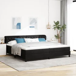 vidaXL Postelja s vzmetnico Črna 200x200 cm Žamet