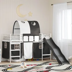Okvir Krevet za Dječji Loft Bijela i crna 75 x 190 cm Metal