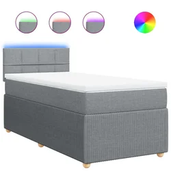 Vidaxl Box spring postelja z vzmetnico svetlo siva 90x200 cm blago