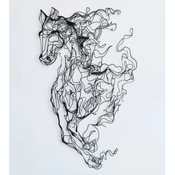 Wallity APT724 v2 Zidna dekoracija Metal Horse Line Art, 99x62cm, Crna