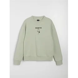 Sinsay - Crewneck dukserica sa printom comfort - svetlozelena