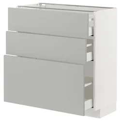 METOD / MAXIMERA Podni element s 3 fioke, bela/Havstorp svetlosiva, 80x37 cm
