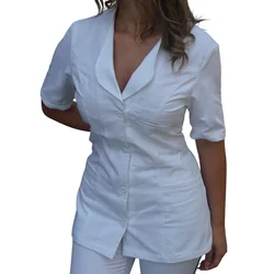 Nina Ženske medicinska bluza kratkih rukava, Bela