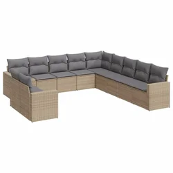 11-dijelni set vrtnih sofa od poliratana s jastucima bež