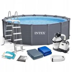 INTEX okrugli vanjski bazen Metal Frame Graphite Panel (478x124cm)