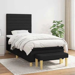 Vidaxl Box spring postelja z vzmetnico črna 90x200 cm blago