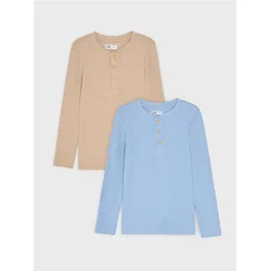 Sinsay - 2-pack rebrastih pamučnih henley majica - šareno