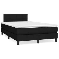 vidaXL Box spring postelja z vzmetnico LED črna 120x190 cm blago