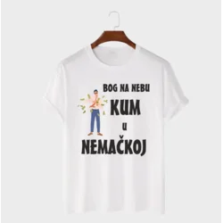 MAFIMI Muška majica Bog na nebu kum u Nemačkoj, Bela