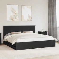 vidaXL Konstrukcija postelje Črna 200 x 200 cm Inženirsko leseno