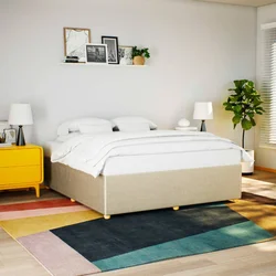 vidaXL Posteljni okvir brez vzmetnice krem 180x200 cm blago