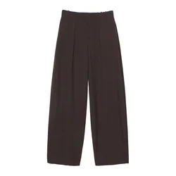 Pull&Bear Hlače z naborki temno rjava