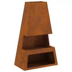Kamin Smeđa 60 x 35 x 100 cm Čelik otporan na vremenske uvjete