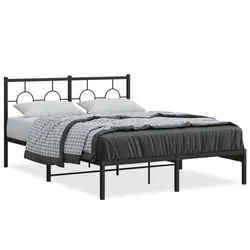 Vidaxl Kovinski posteljni okvir z vzglavjem črn 135x190 cm