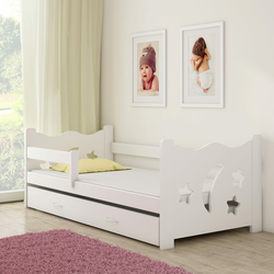 Dječji krevet od punog drva 160×80 sa ladicom za izvlačenje - Bijeli - bijela konstrukcija