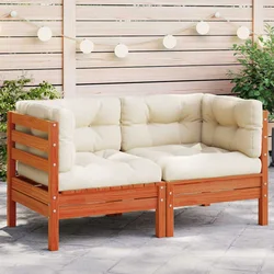 Kutna vrtna sofa s jastucima 2 kom voštano smeđa od borovine