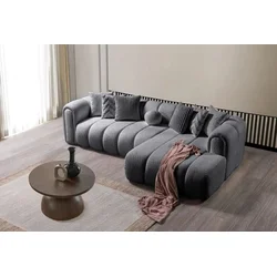 Atelier del Sofa Ugaona garnitura na razvlačenje N-Line Right, 265 x 185 x 95 cm, Tamnosiva