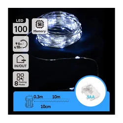Aigostar - LED spoljašnji niz 100xLED/8 funkcija 10,3m IP44 hladna bela