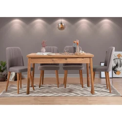 Hanah home Set trpezarijski sto i 4 trpezarijske stolice Costa Atlantice Bež-Sivi