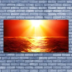 tulup.si Slika na steklu Sunset sea wave 140x70 cm 2 obešalnika