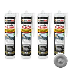 IsolBau Sanitarni silikon siv Sanitär Silikon 4 x 300ml