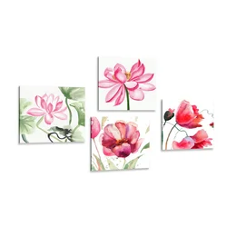 Set slik akvarelno cvetje - 4x 40x40