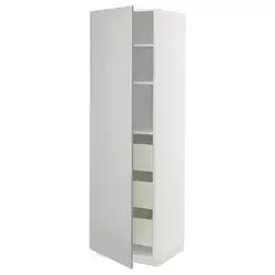 METOD / MAXIMERA Visoki element s fiokama, bela/Havstorp svetlosiva, 60x60x200 cm