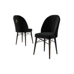 Hanah Home set trpezarijskih stolica Ritim 2 kom, crna tkanina Babyface, drvene noge boje oraha