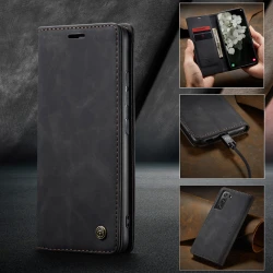 Etui CaseMe MagFlip za Samsung Galaxy S22 Plus z najvišjim nivojem zaščite in samodejnim magnetnim zapiranjem - smooth black