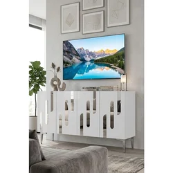 Hanah Home komoda Ece 120, 120 cm, bela / srebrna