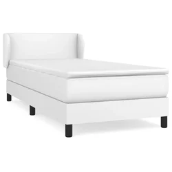 Vidaxl Box spring postelja z vzmetnico bela 80x200 cm umetno usnje