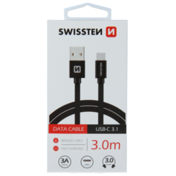 SWISSTEN USB Data Cable 3m Type C (Crna)