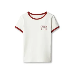Calvin Klein Jeans Majica ecru/rubin rdeča