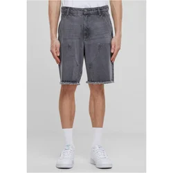 Mens Open Edge Two Knee Denim Shorts - Grey