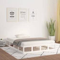vidaXL Posteljni okvir bel 140x190 cm trden les