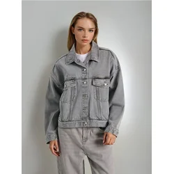 Sinsay - Oversize teksas jakna - svetlo siva