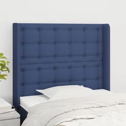 Vidaxl Vzglavje z ušesi modro 93x16x118/128 cm blago