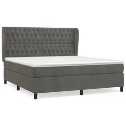 Vidaxl Box spring postelja z vzmetnico temno siva 160x200 cm žamet