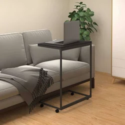 Vidaxl Stranska mizica s kolesi črna 55x35x70 cm konstruiran les