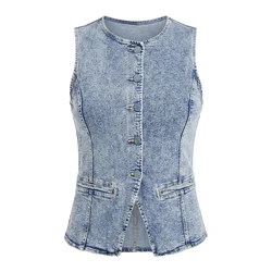 Imily Bela Brezrokavnik moder denim