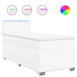 Vidaxl Box spring postelja z vzmetnico bela 80x200 cm umetno usnje